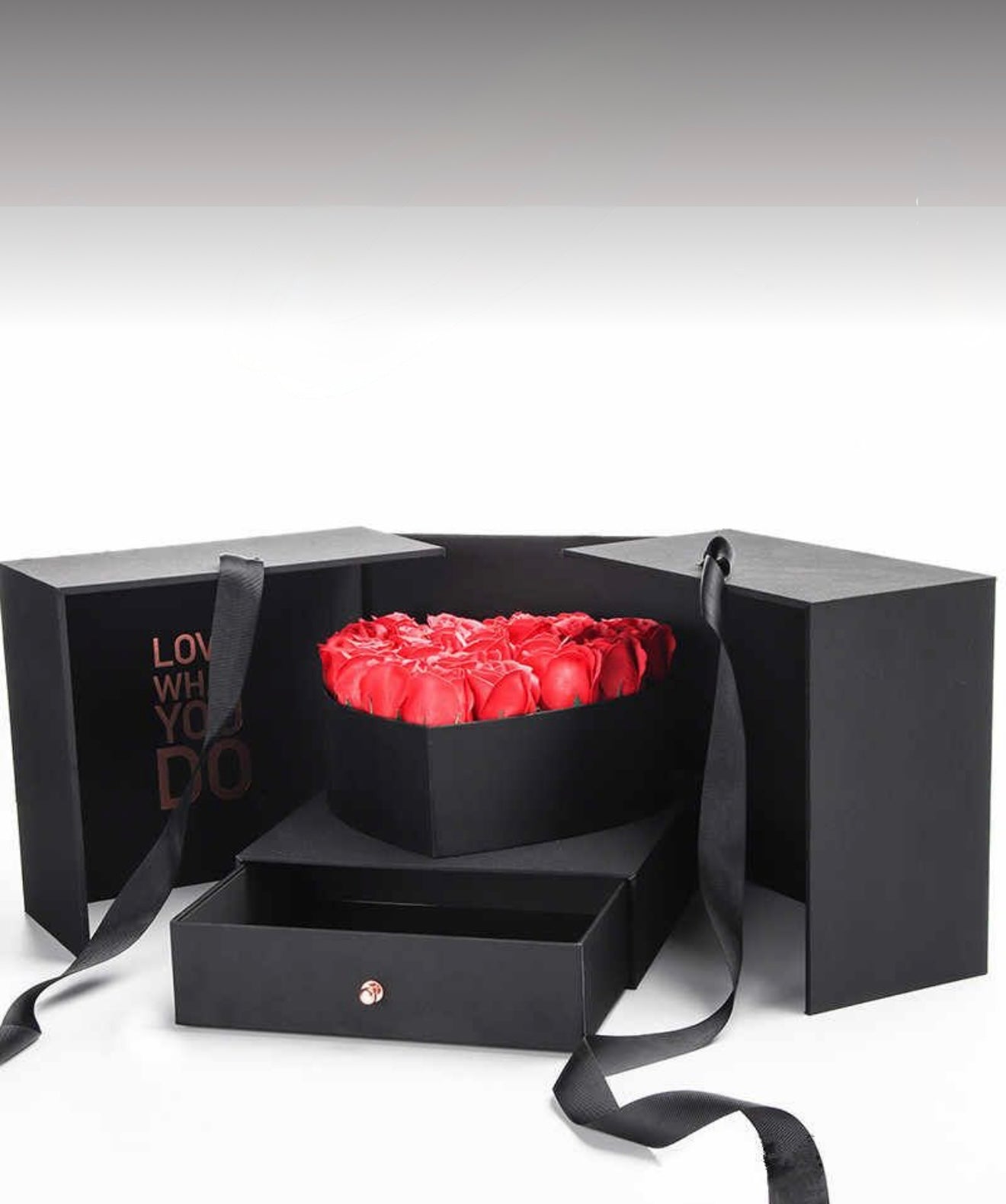 Love Box with Roses and Chocolate