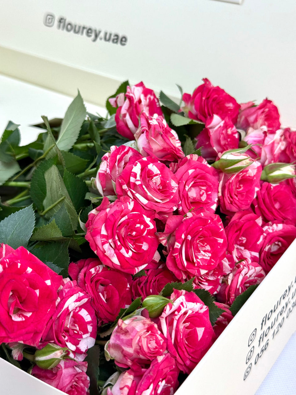 Flourey Beige Box with Firework Roses