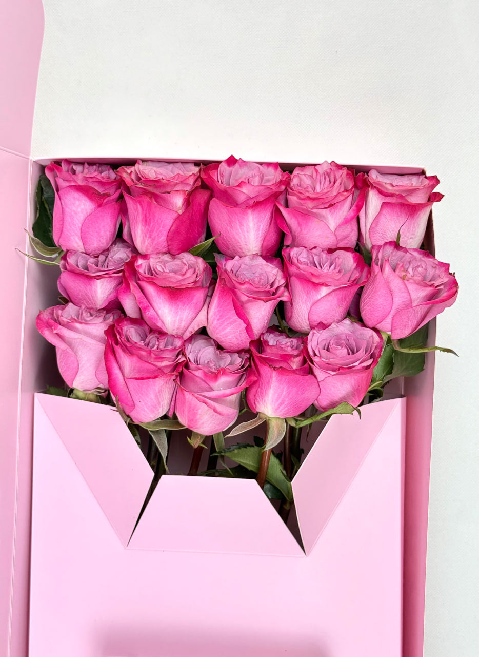 Flourey Box with Purple Roses