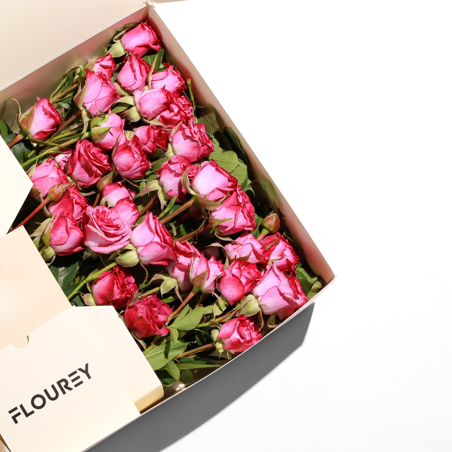 Flourey Beige Box with Pink Roses & Gourmet Stuffed Dates