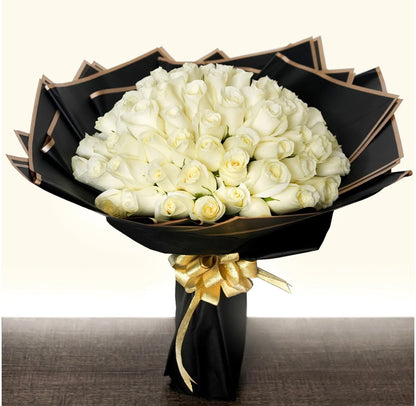 50 White Roses Bouquet
