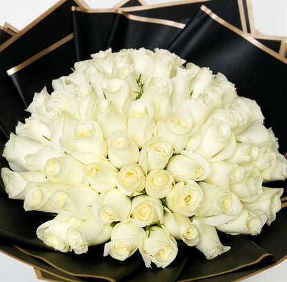 50 White Roses Bouquet