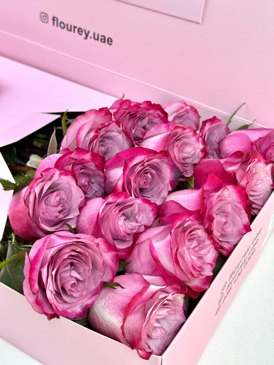 Flourey Box with Purple Roses